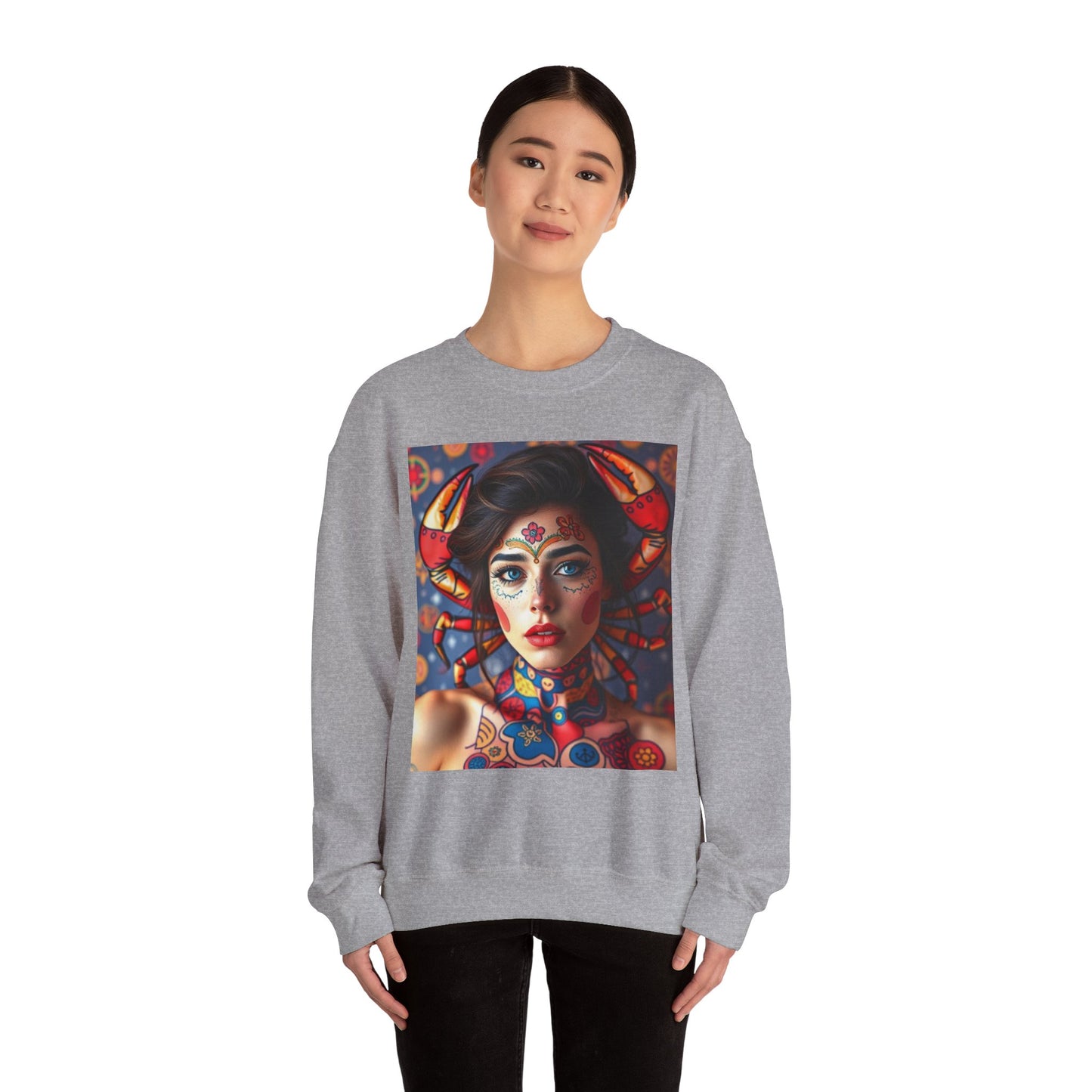 Unisex Heavy Blend™ Crewneck Sweatshirt, Cancer, Zodiac v2, Sexy Pattern