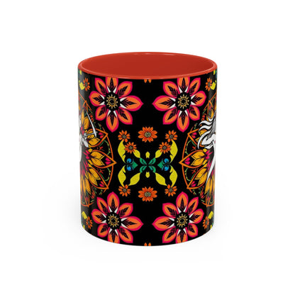 Accent Coffee Mug, Sagittarius, Zodiac v2. Flower Pattern, (11, 15oz)