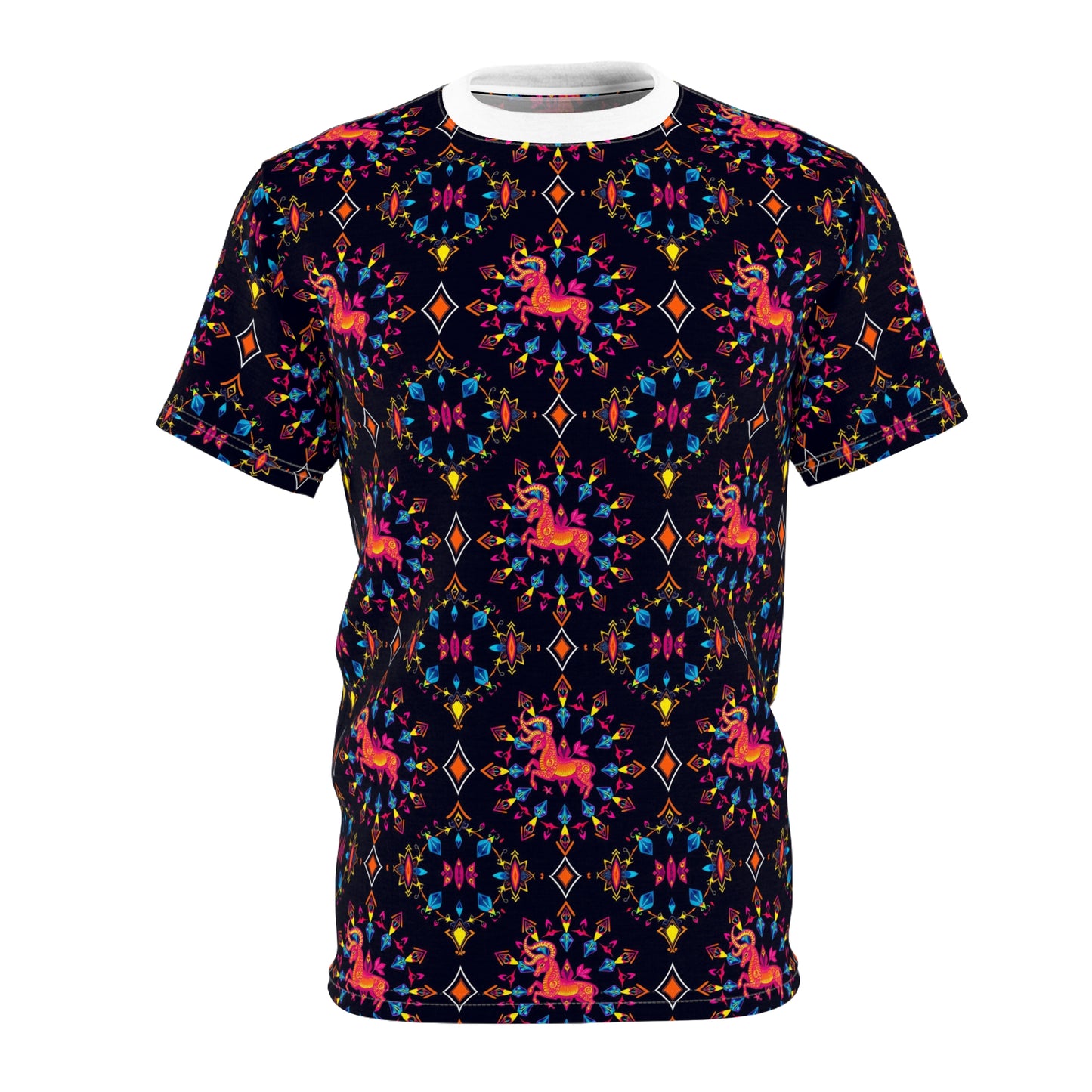 Unisex Cut & Sew T-Shirt, (AOP), Capricorn, Zodiac v3, Jewels Pattern