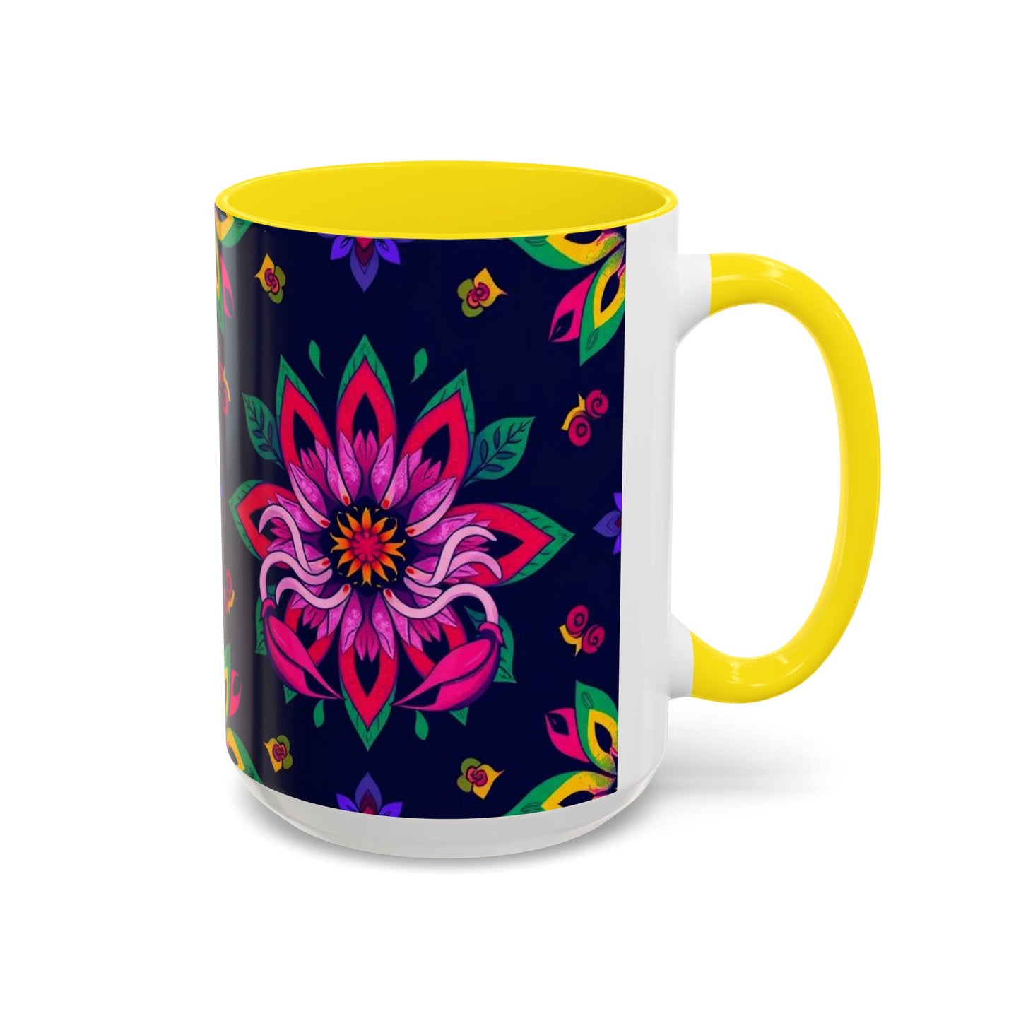 Accent Coffee Mug, Scorpio, Zodiac v4. Flower Pattern, (11, 15oz)