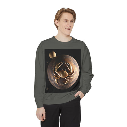 Garment-Dyed Sweatshirt, Unisex, Space Animal Design v1, Cancer