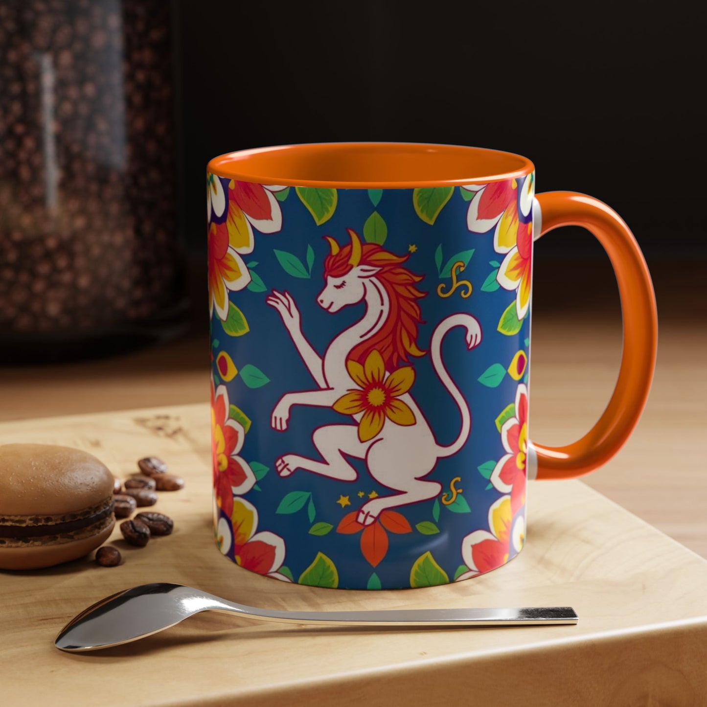 Accent Coffee Mug, Virgo, Zodiac v3. Flower Pattern, (11, 15oz)