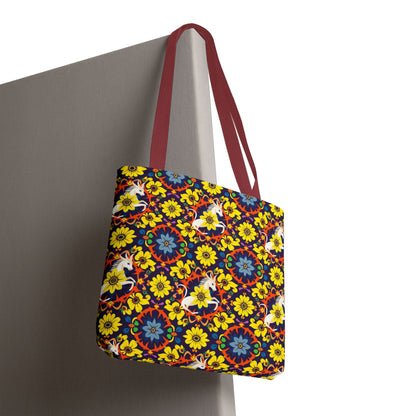 Tote Bag (AOP), Aquarius, Zodiac v1, Flower Pattern