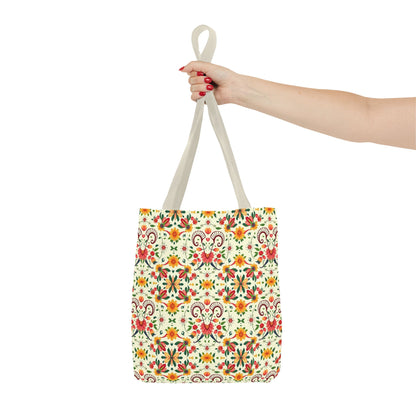 Tote Bag (AOP), Aries, Zodiac v2, Flower Pattern