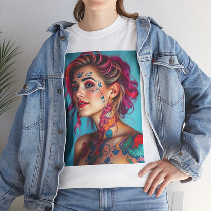 Unisex Heavy Cotton T-Shirt, Pisces, Zodiac v3, Sexy Art