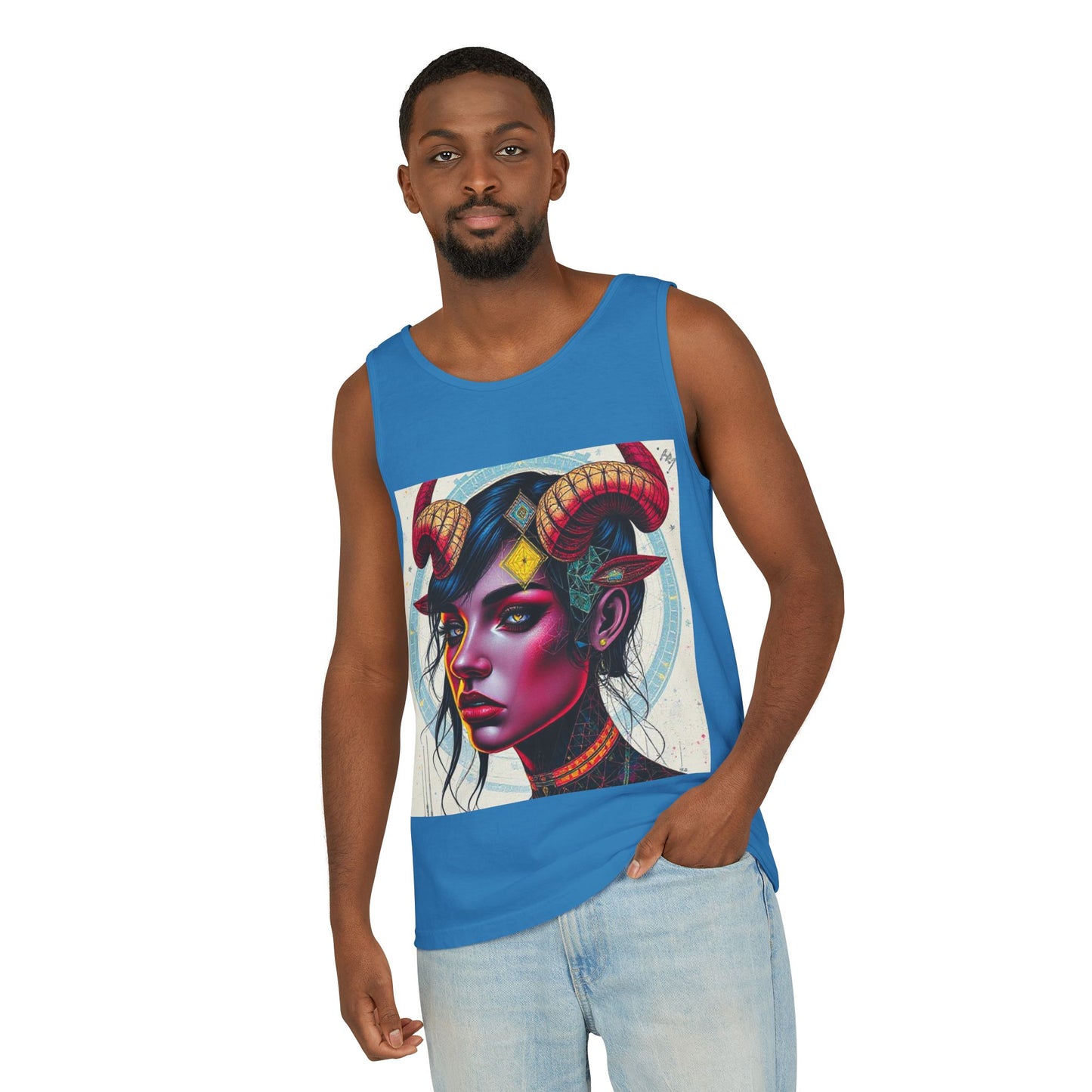 Unisex Garment-Dyed, Tank Top, Taurus Design, Pop Art v2, 100% US cotton