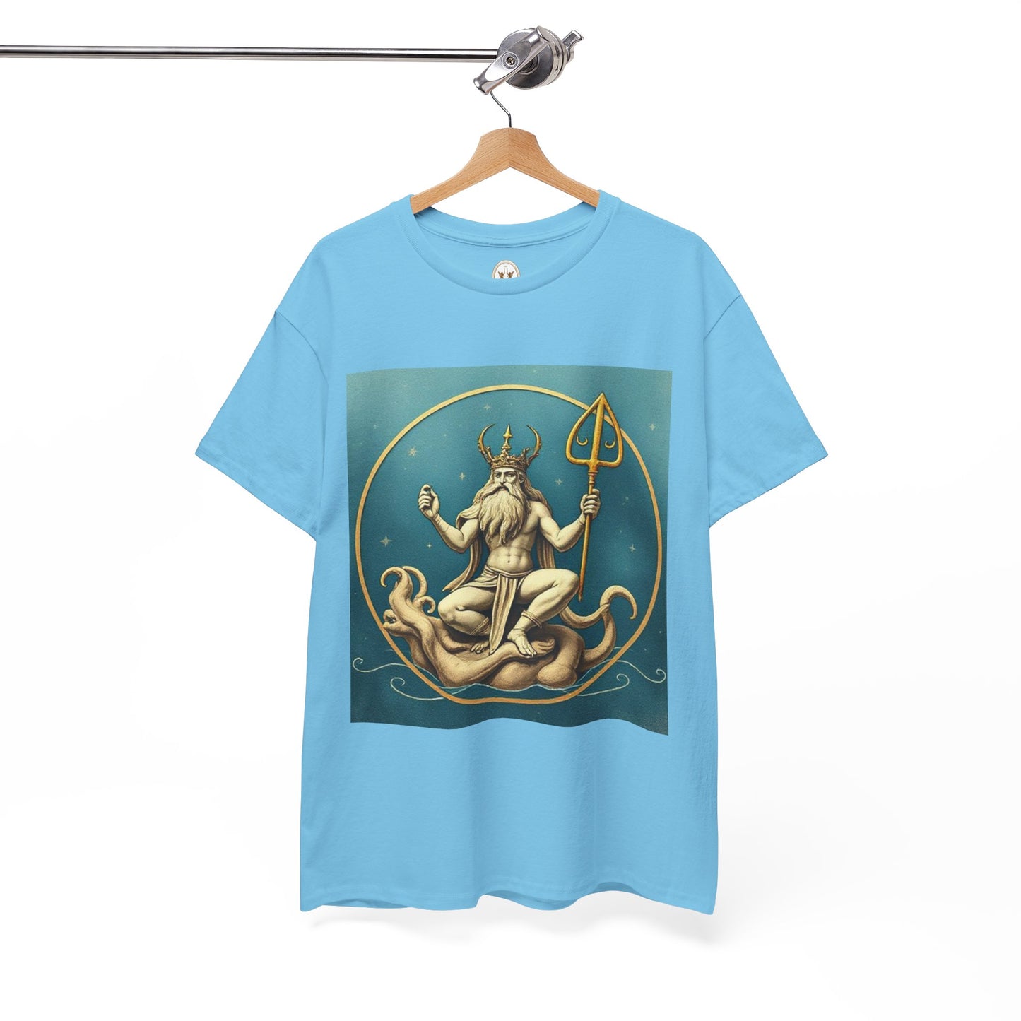 Unisex Heavy Cotton T-Shirt, Aquarius God 3v, Zodiac Design