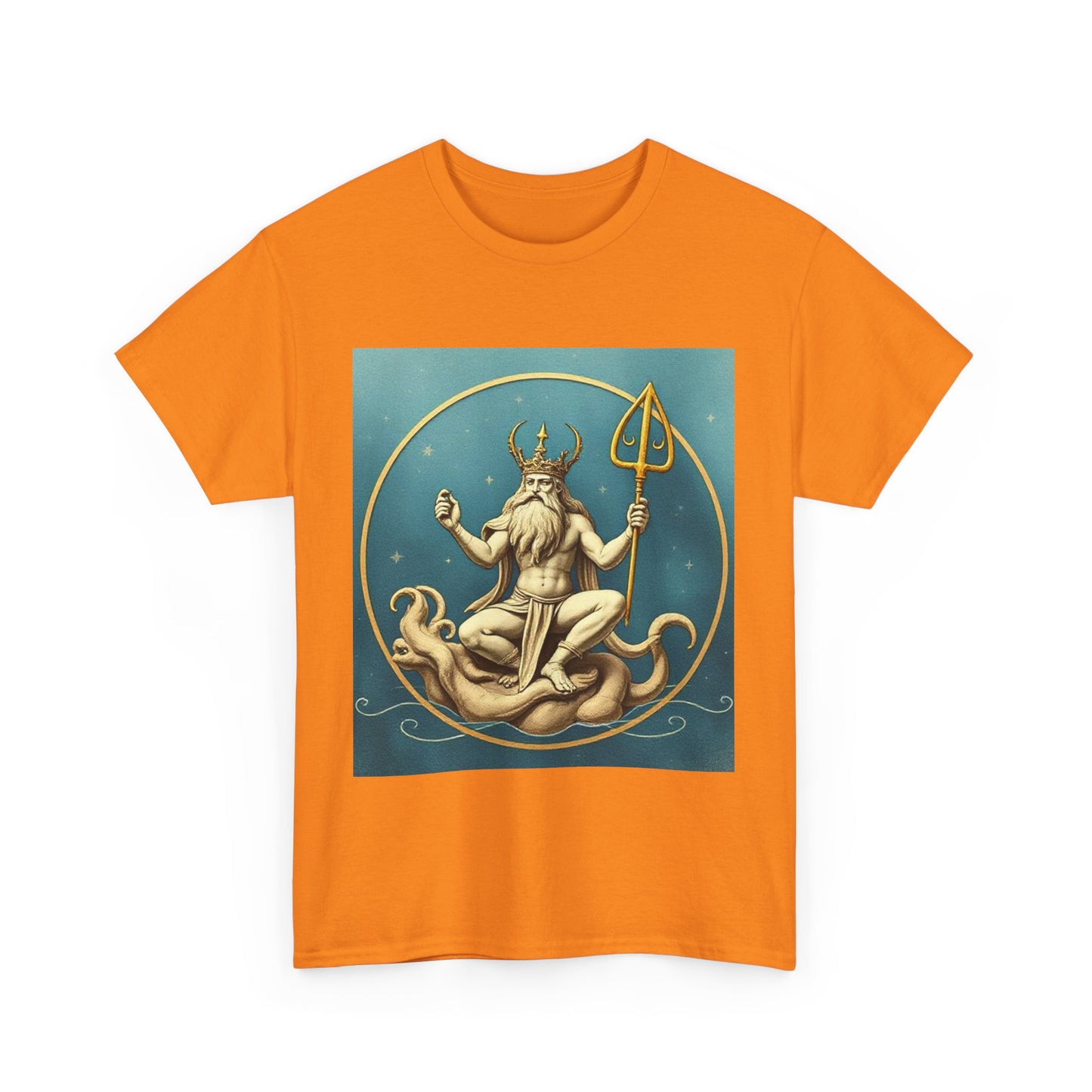 Unisex Heavy Cotton T-Shirt, Aquarius God 2v, Zodiac Design