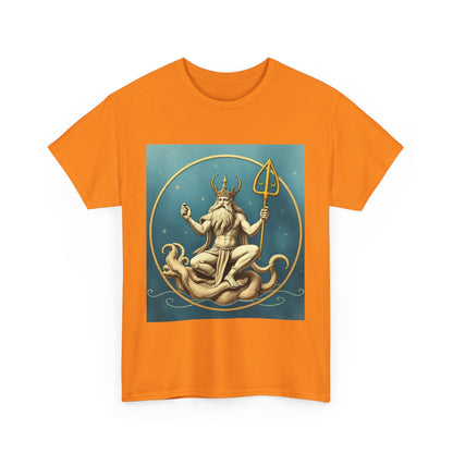 Unisex Heavy Cotton T-Shirt, Aquarius God 2v, Zodiac Design