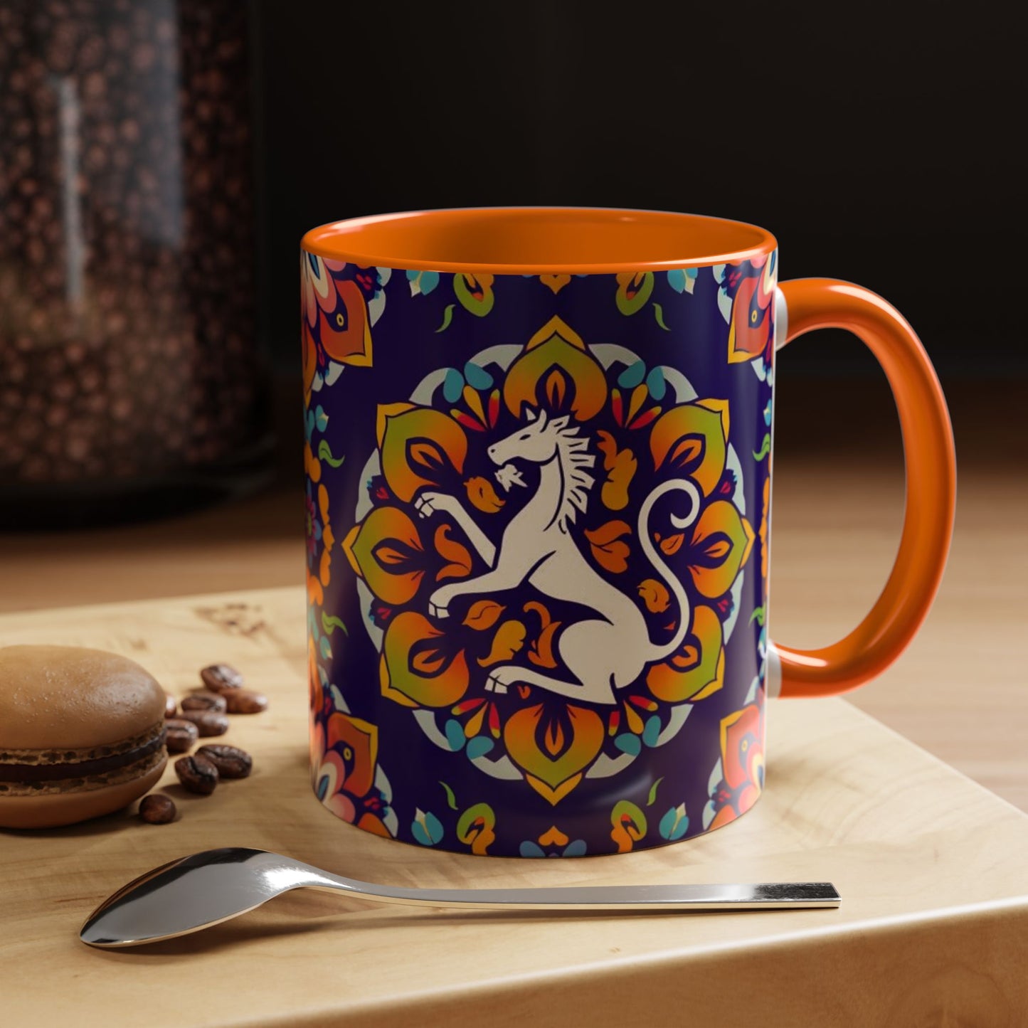 Accent Coffee Mug, Virgo, Zodiac v4. Flower Pattern, (11, 15oz)