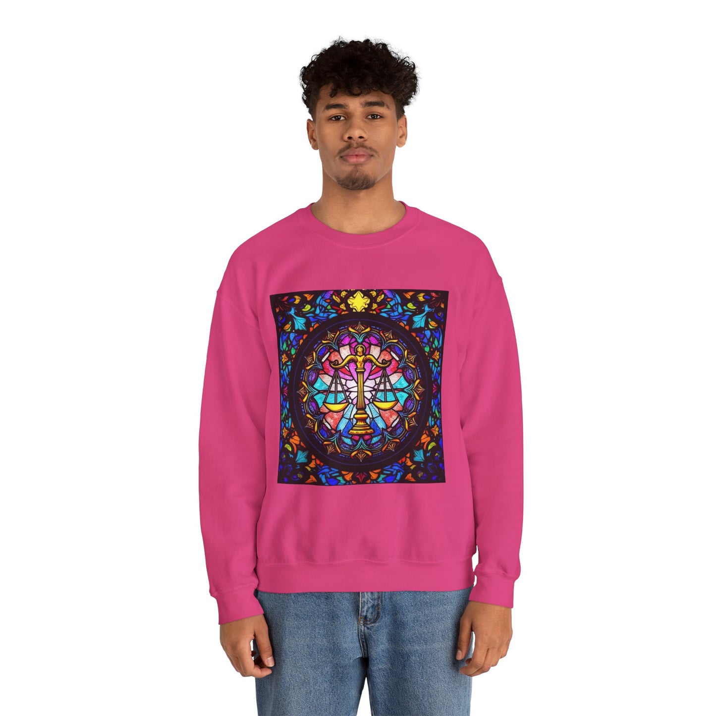 Unisex Heavy Blend™ Crewneck Sweatshirt, Glass 1, Libra Zodiac Design