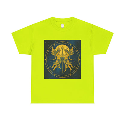Unisex Heavy Cotton T-Shirt, Space Angel Twins v4, Gemini Zodiac Design