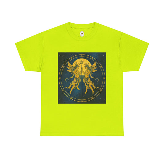 Unisex Heavy Cotton T-Shirt, Space Angel Twins v4, Gemini Zodiac Design