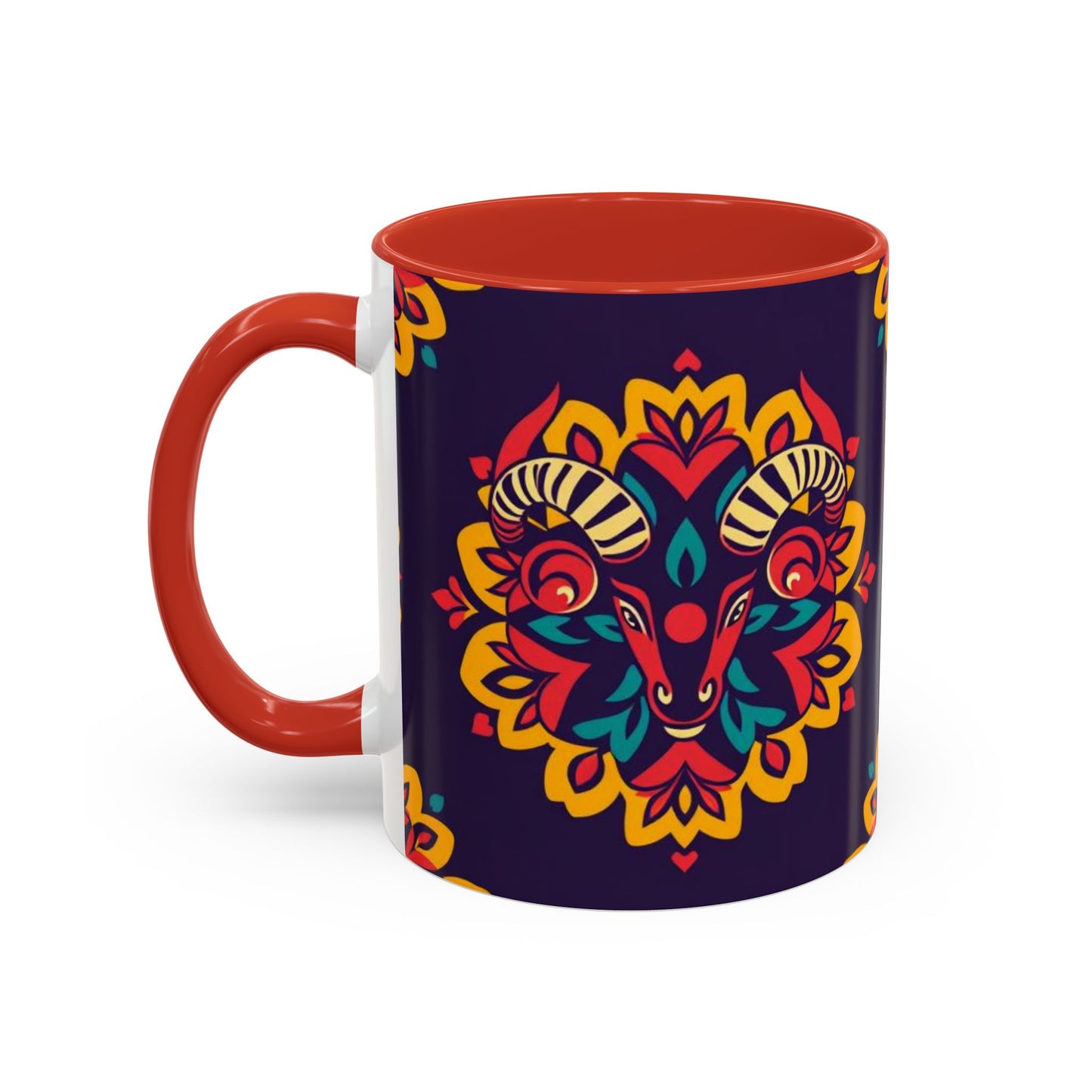 Accent Coffee Mug, Taurus, Zodiac v4. Flower Pattern, (11, 15oz)