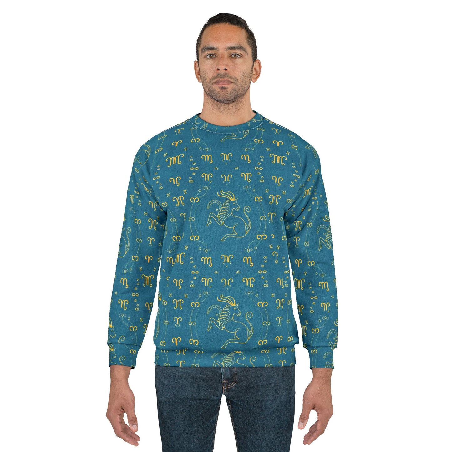 Unisex Sweatshirt, Zodiac Design, Pattern v1, Aquarius, AOP