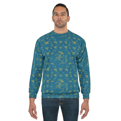 Unisex Sweatshirt, Zodiac Design, Pattern v1, Aquarius, AOP