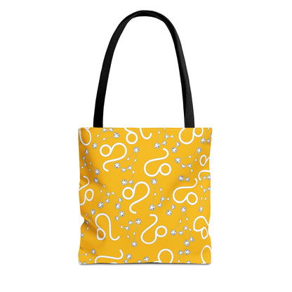 Tote Bag, Leo Zodiac Sign, AOP, (Yellow, White)