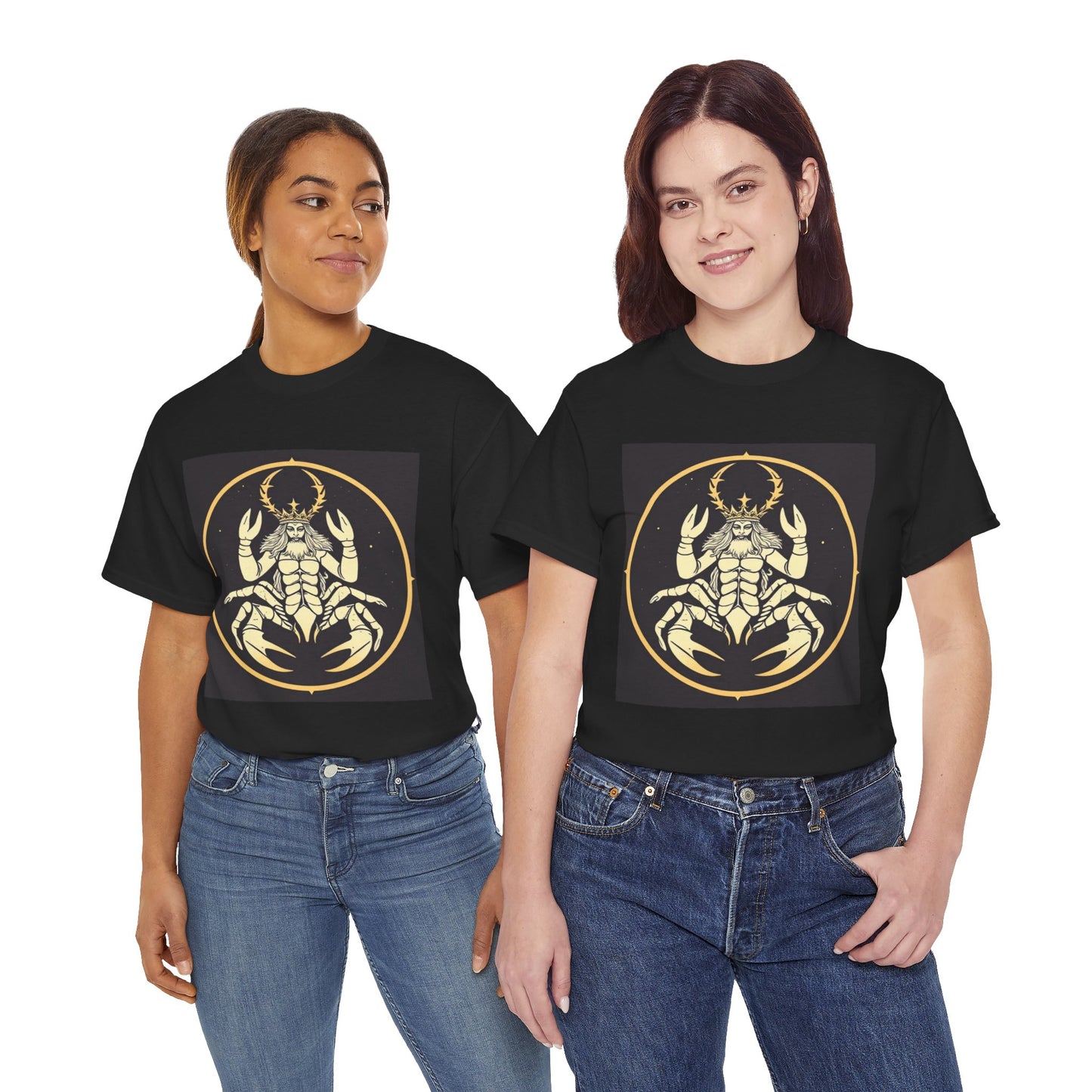 Unisex Heavy Cotton T-Shirt, Scorpio King, Print Art, Zodiac Design