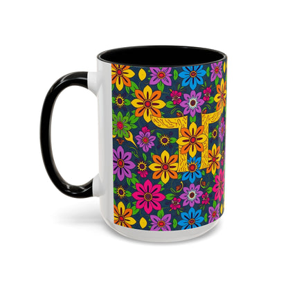 Accent Coffee Mug, Gemini, Zodiac v3, Flower Pattern, (11, 15oz)