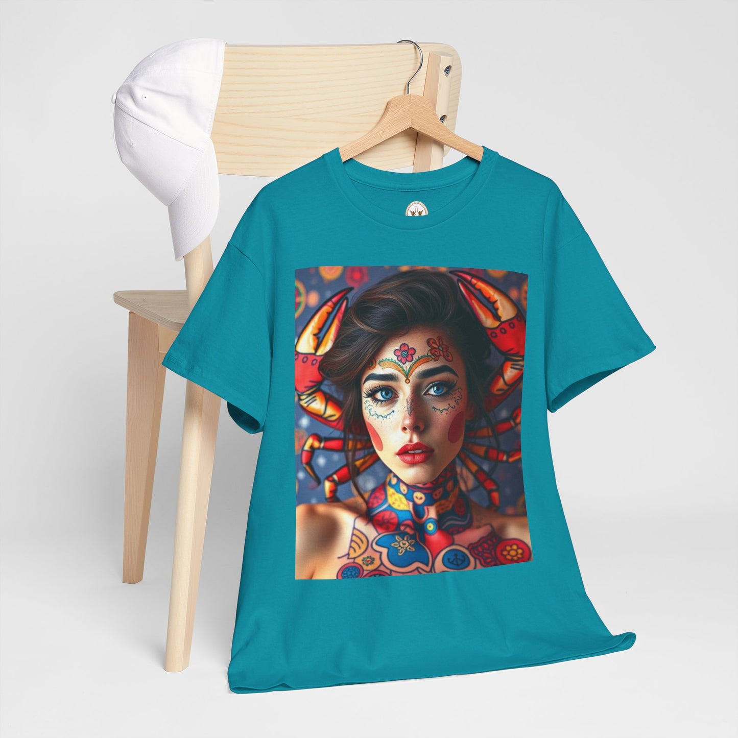 Unisex Heavy Cotton T-Shirt, Cancer, Zodiac v1, Sexy Art