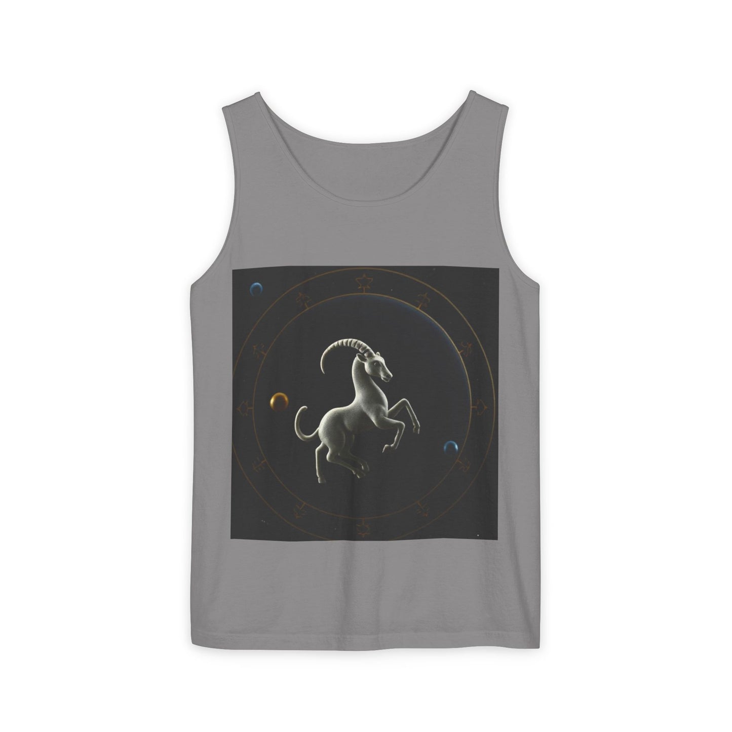 Unisex Garment-Dyed, Tank Top, Capricorn Design, Space Animal v1, 100% US cotton