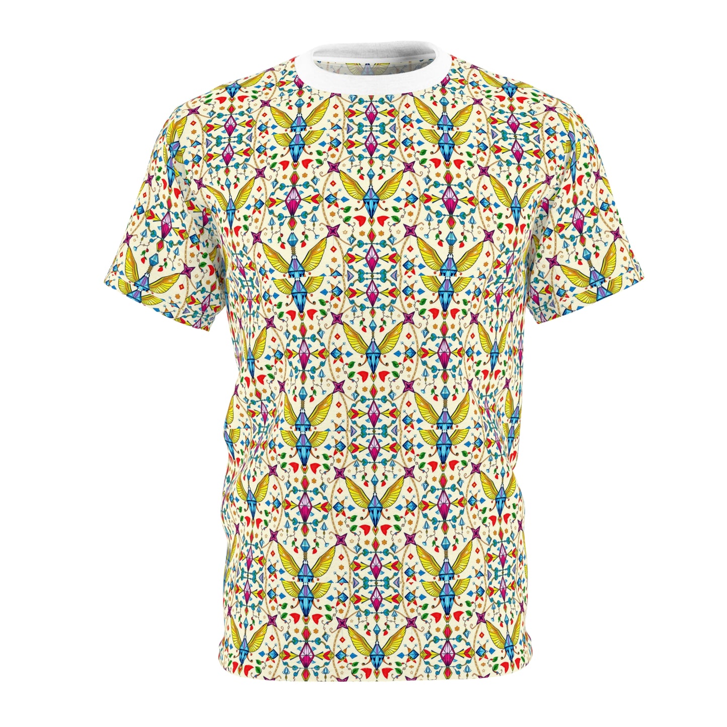 Unisex Cut & Sew T-Shirt, (AOP), Sagittarius, Zodiac v4, Jewels Pattern