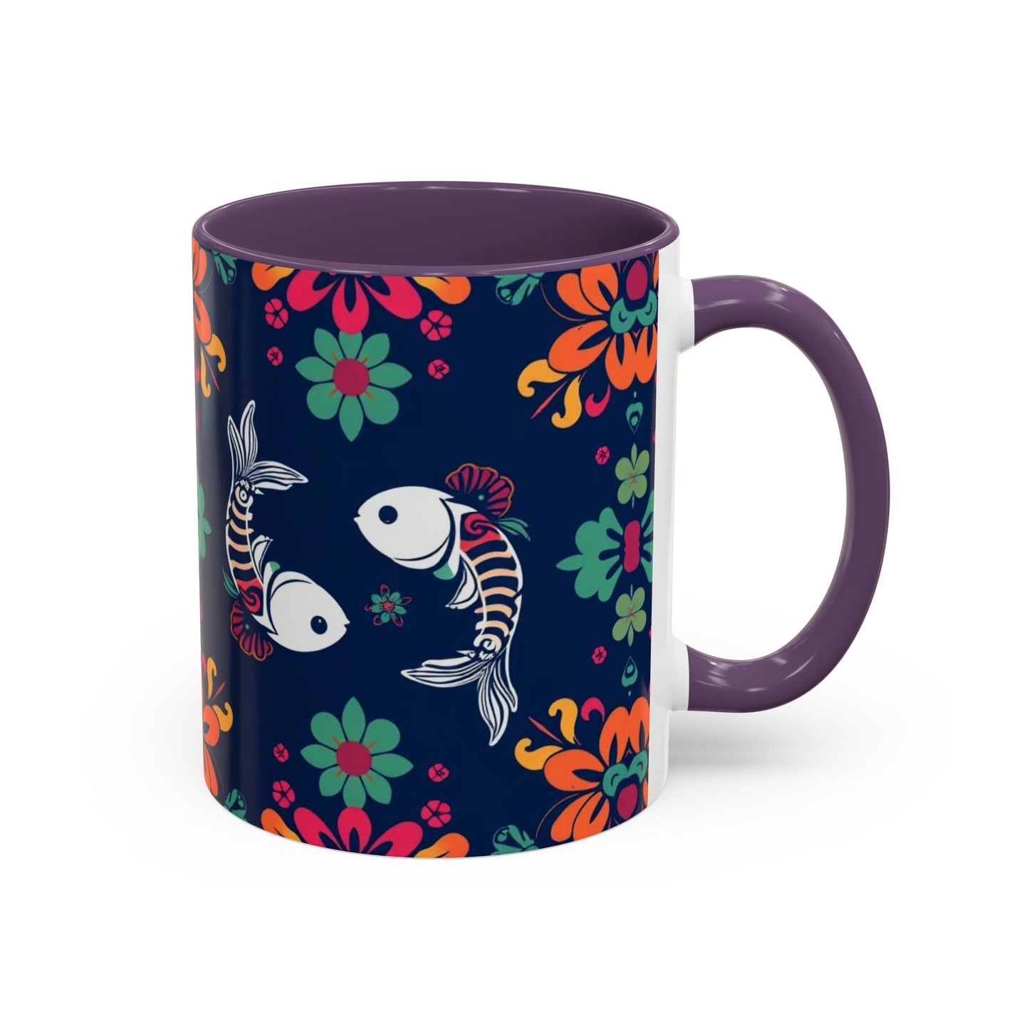 Accent Coffee Mug, Pisces, Zodiac. Flower Pattern, (11, 15oz)