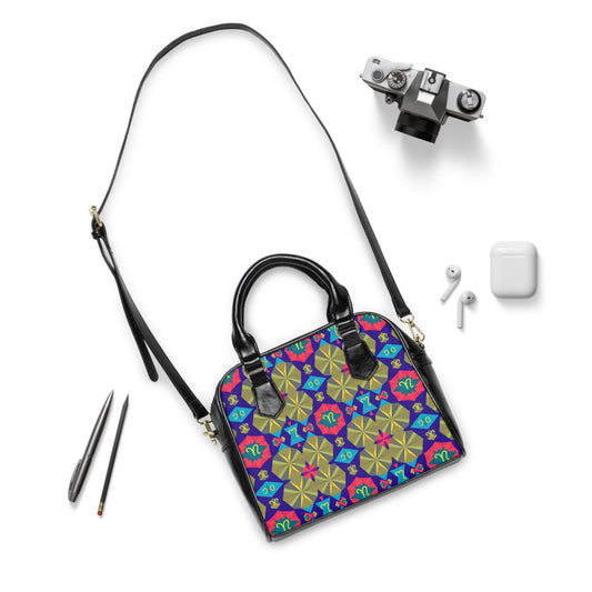 Shoulder Handbag, Aquarius, Zodiac v1, Shapes Pattern