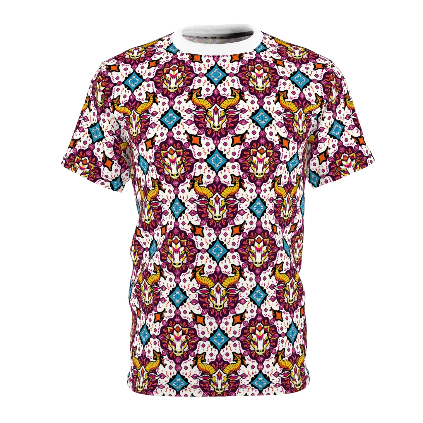 Unisex Cut & Sew T-Shirt, (AOP), Taurus, Zodiac v1, Jewels Pattern