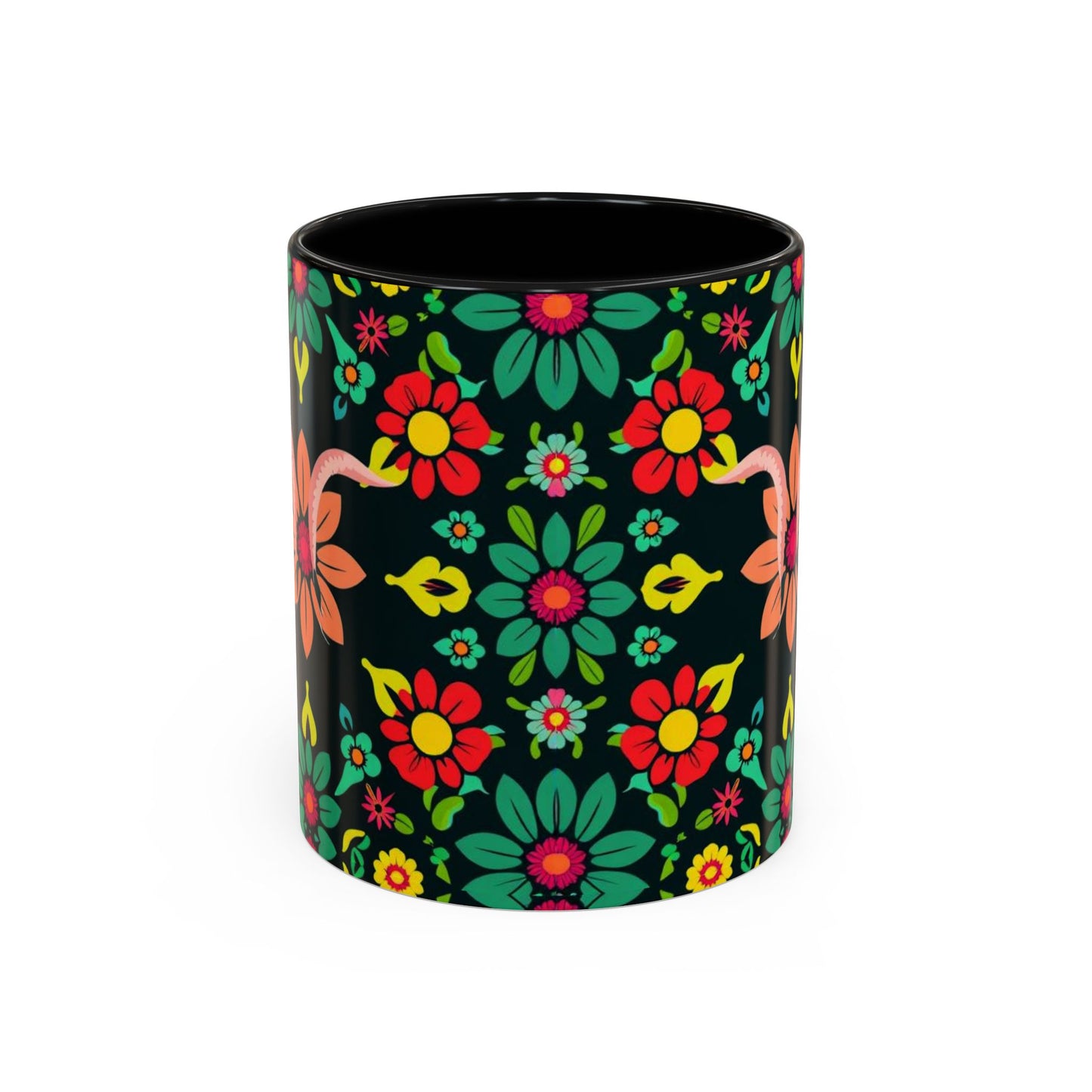 Accent Coffee Mug, Aquarius, Zodiac v4, Flower Pattern, (11, 15oz)