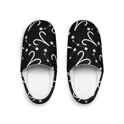 Women's Indoor Slippers, Aries Zodiac Sign, 100% polyester, Outer-layer and lining