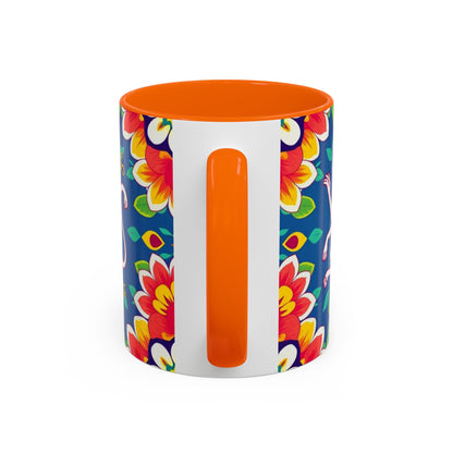 Accent Coffee Mug, Virgo, Zodiac v3. Flower Pattern, (11, 15oz)