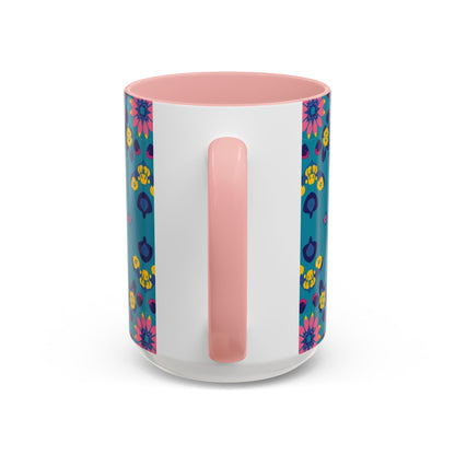 Accent Coffee Mug, Libra, Zodiac v2, Flower Pattern, (11, 15oz)