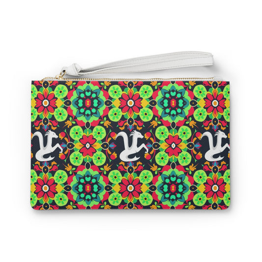 Clutch Bag, Aquarius, Zodiac v3, Flower Pattern