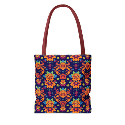 Tote Bag, (AOP), Cancer, Zodiac v6, Flower Pattern