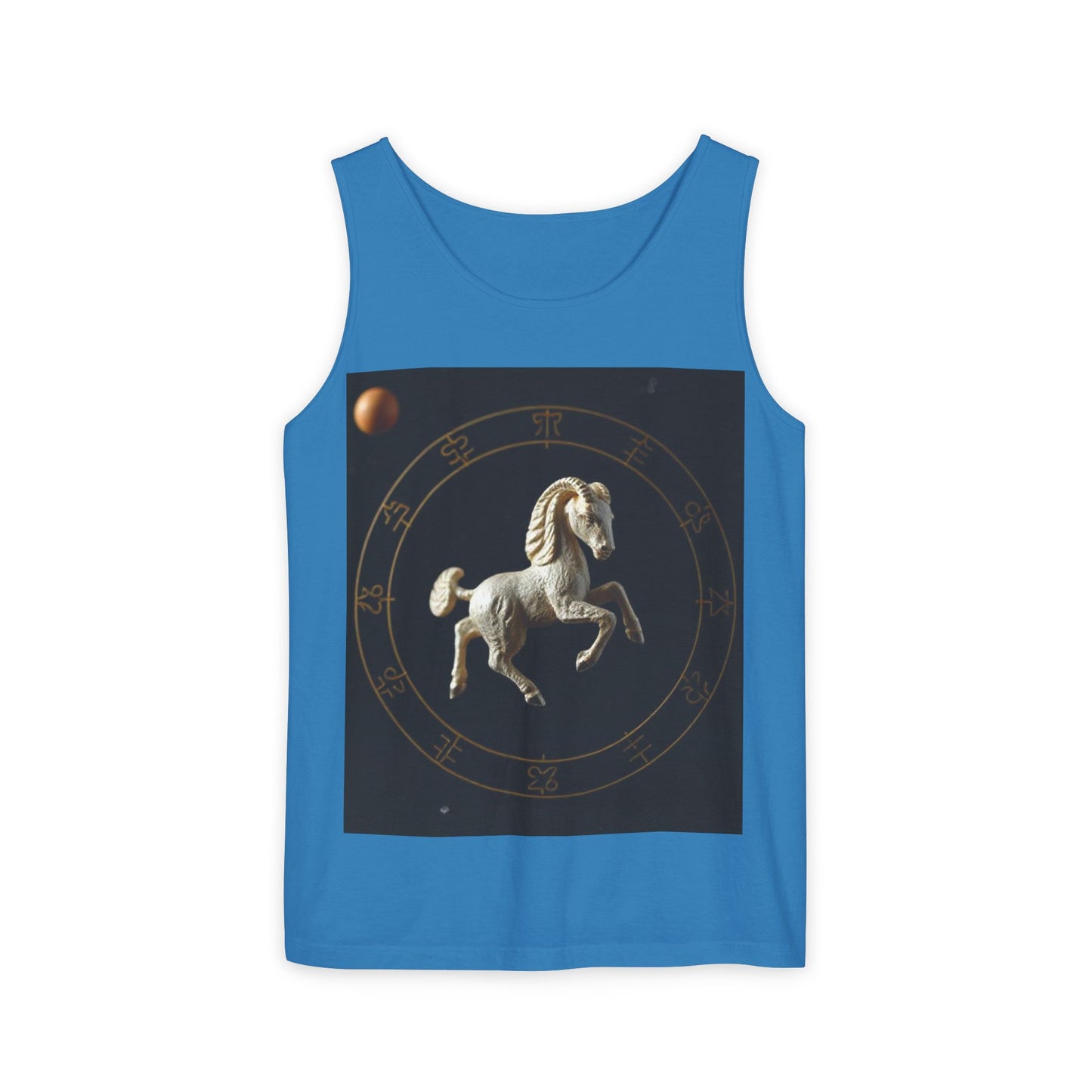 Unisex Garment-Dyed, Tank Top, Capricorn Design, Space Animal, 100% US cotton
