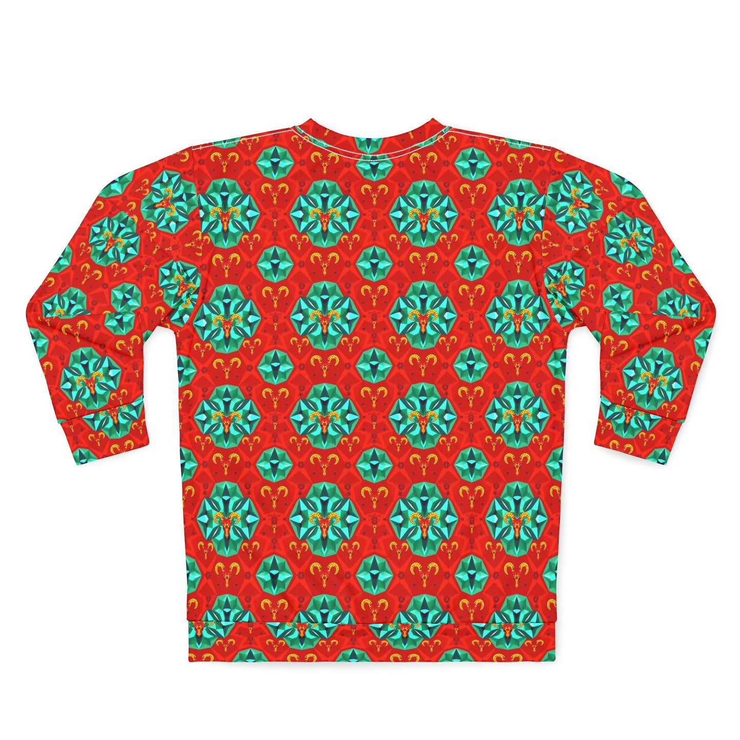 Unisex Sweatshirt (AOP), Aries, Zodiac v1, Jewel Pattern