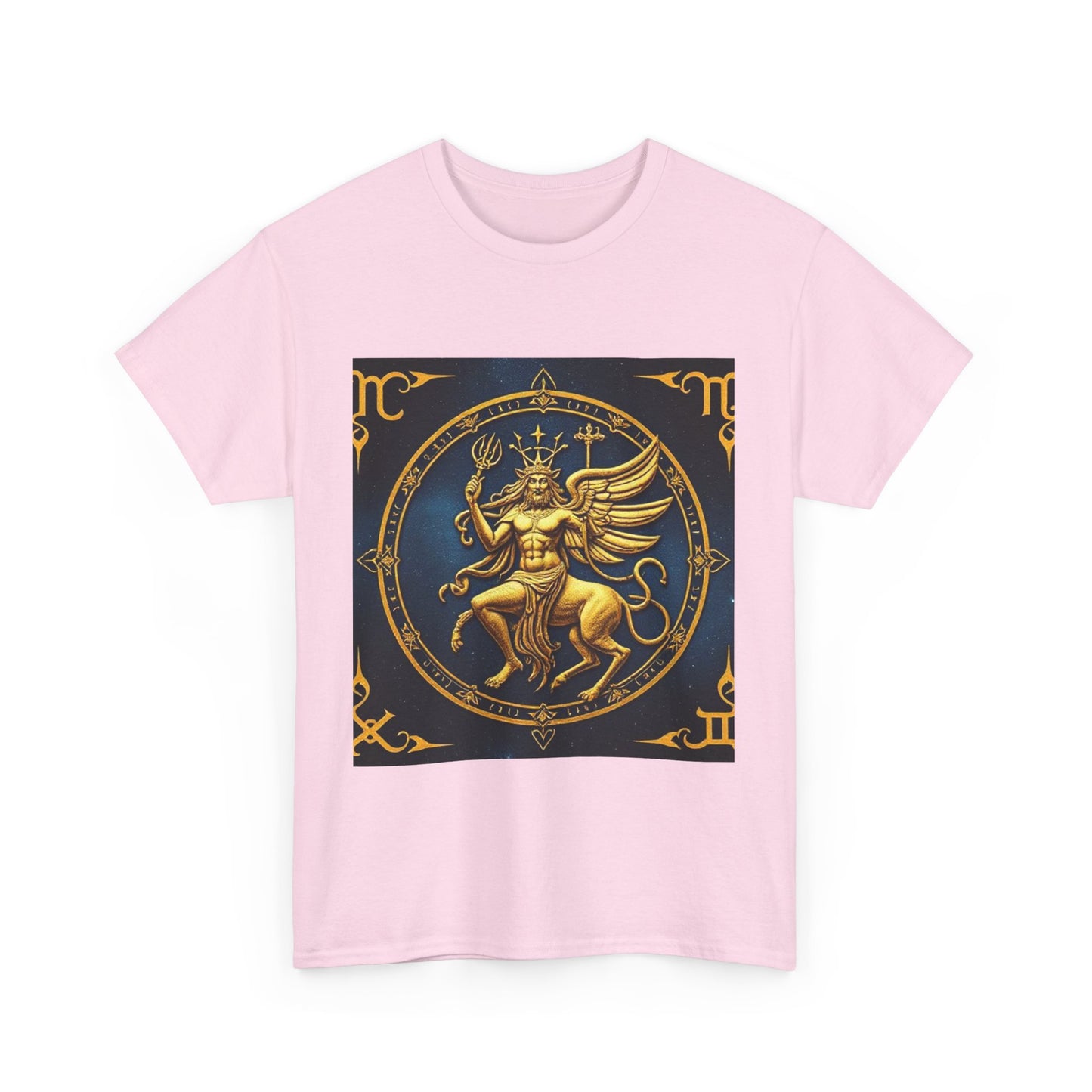 Unisex Heavy Cotton T-Shirt, Gold Angel, Symbol, Virgo Zodiac Design