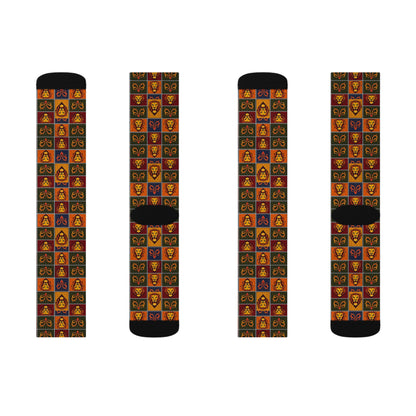 Sublimation Socks, Leo, Zodiac v1, Shapes Pattern