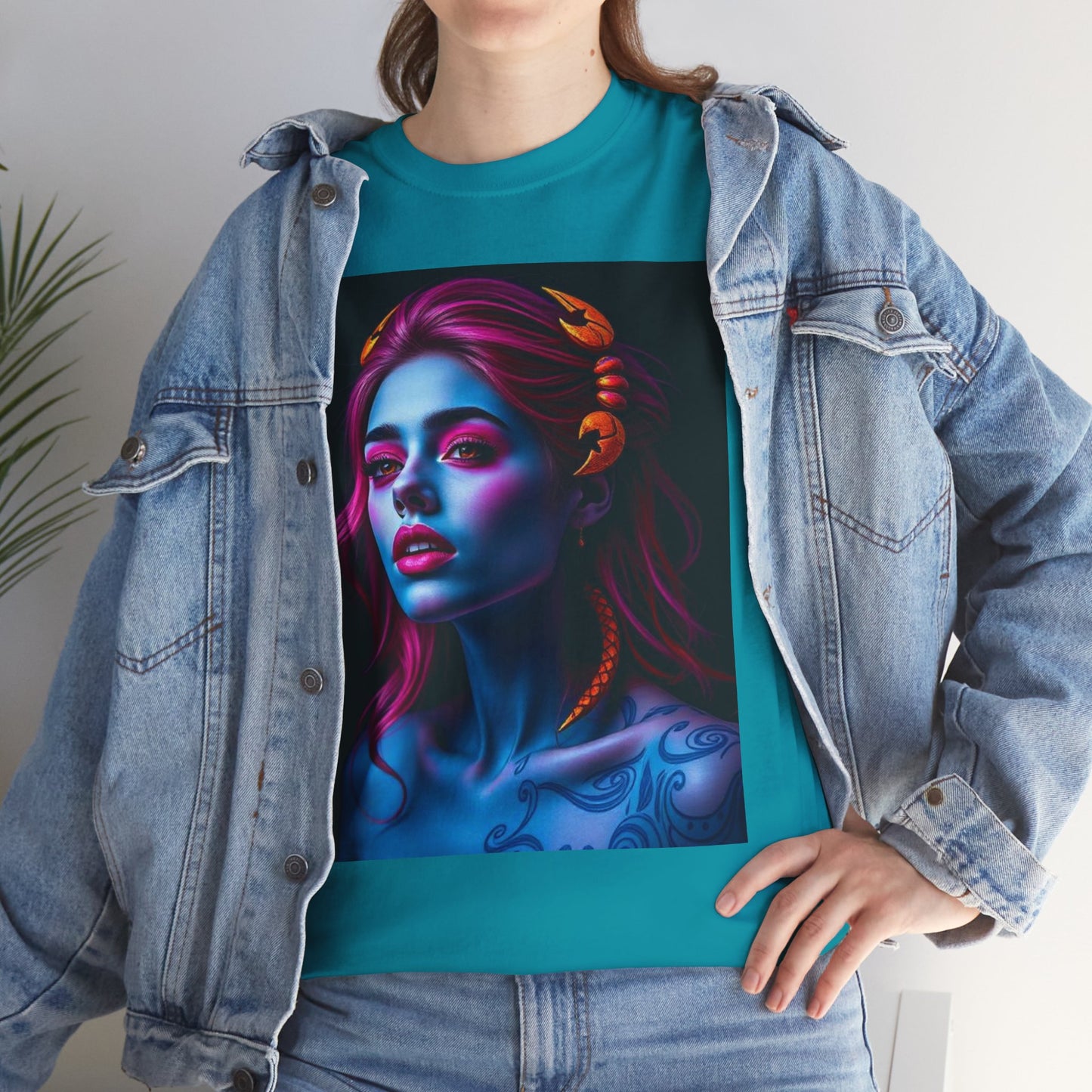 Unisex Heavy Cotton T-Shirt, Scorpio, Zodiac, Sexy Art