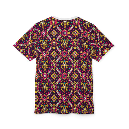 Unisex Cut & Sew T-Shirt, (AOP), Capricorn, Zodiac v4, Jewels Pattern