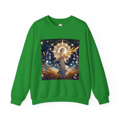 Unisex Heavy Blend™ Crewneck Sweatshirt, anime girl in wheat field, Virgo Zodiac Design