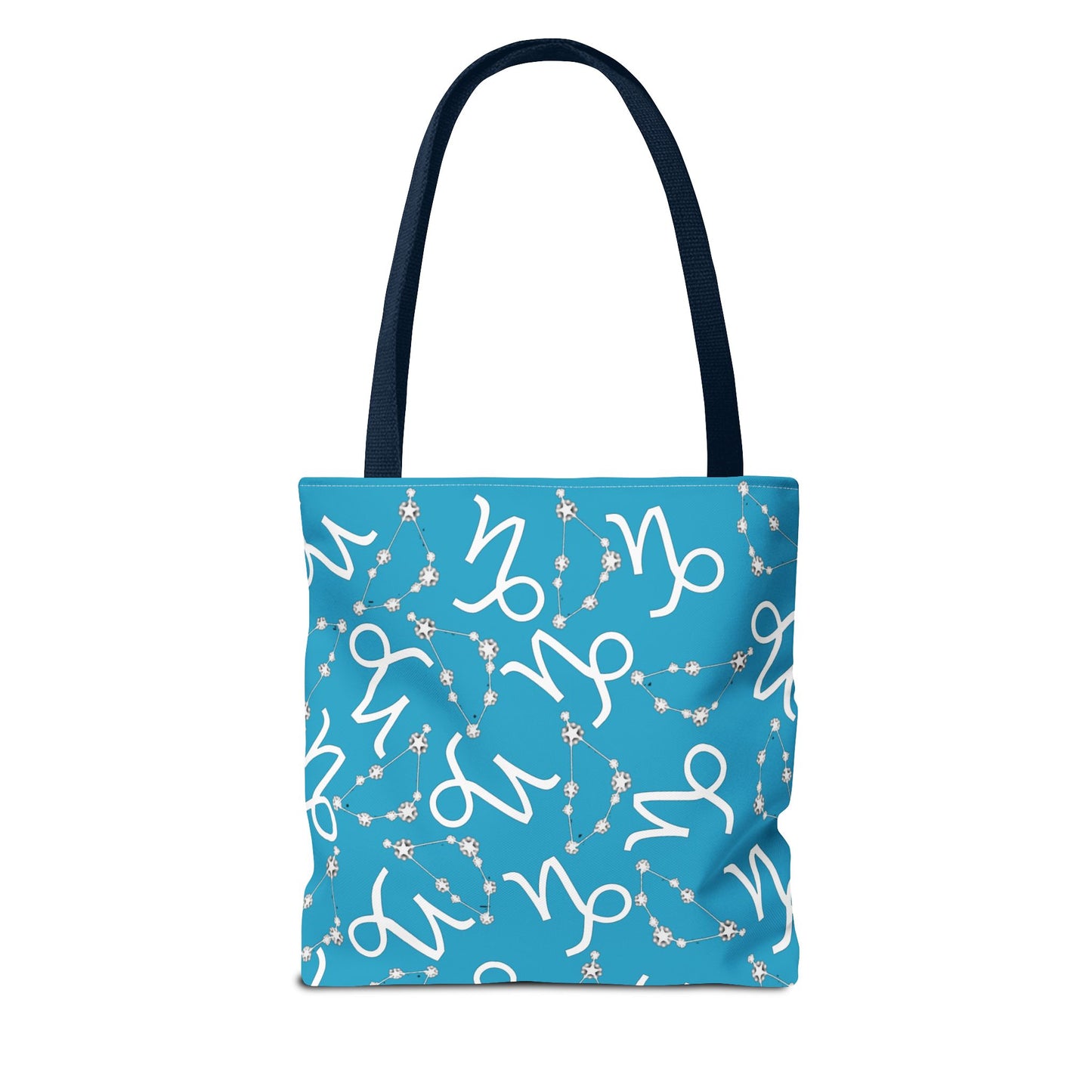 Tote Bag, Capricorn Zodiac Sign, AOP, (Turquoise, White)
