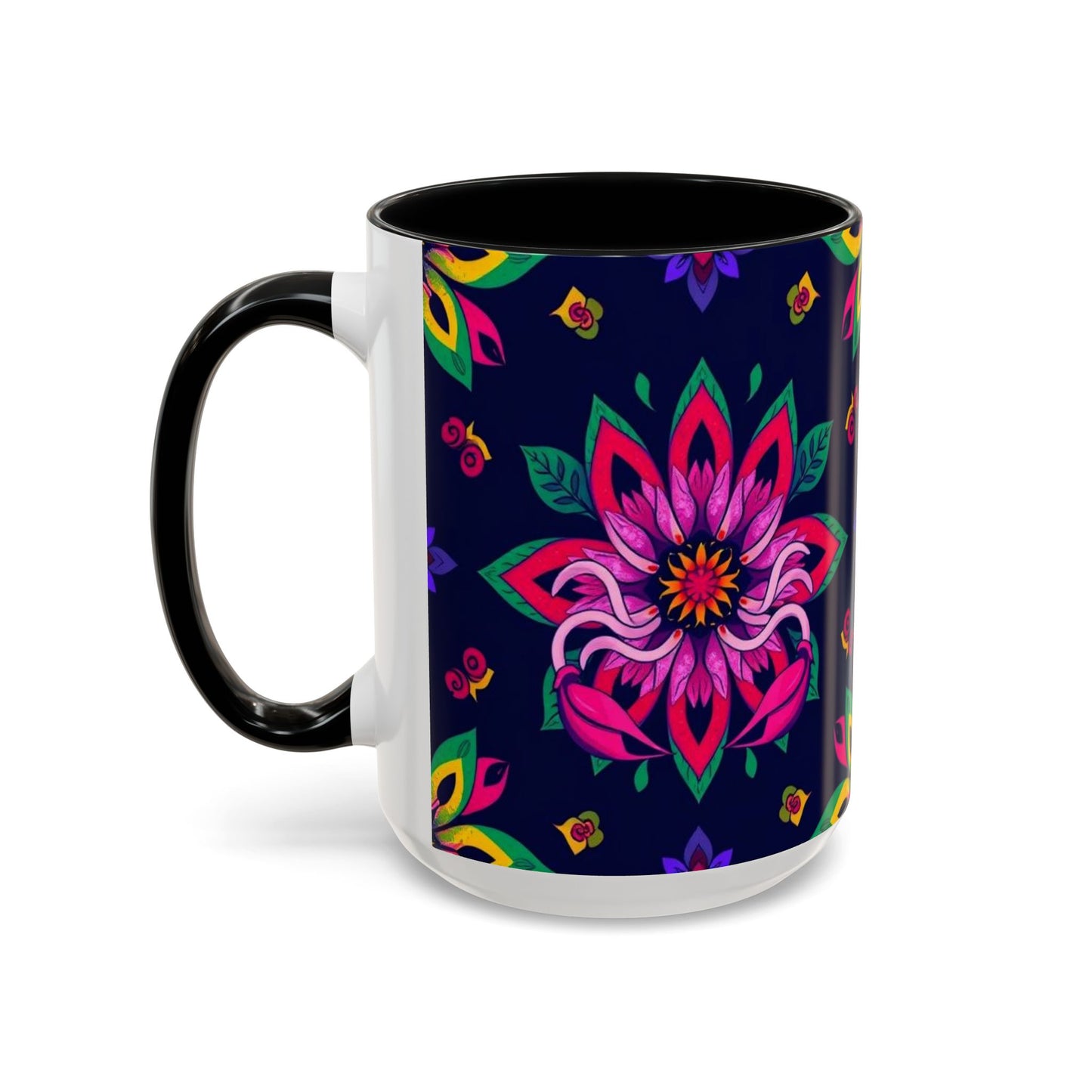 Accent Coffee Mug, Scorpio, Zodiac v4. Flower Pattern, (11, 15oz)