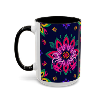 Accent Coffee Mug, Scorpio, Zodiac v4. Flower Pattern, (11, 15oz)