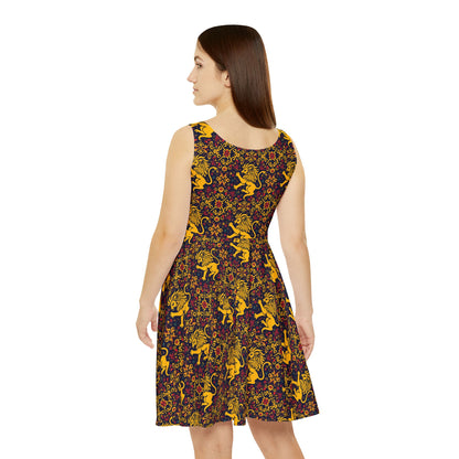 Women's Skater Dress, AOP, Zodiac v1, Leo, Pattern