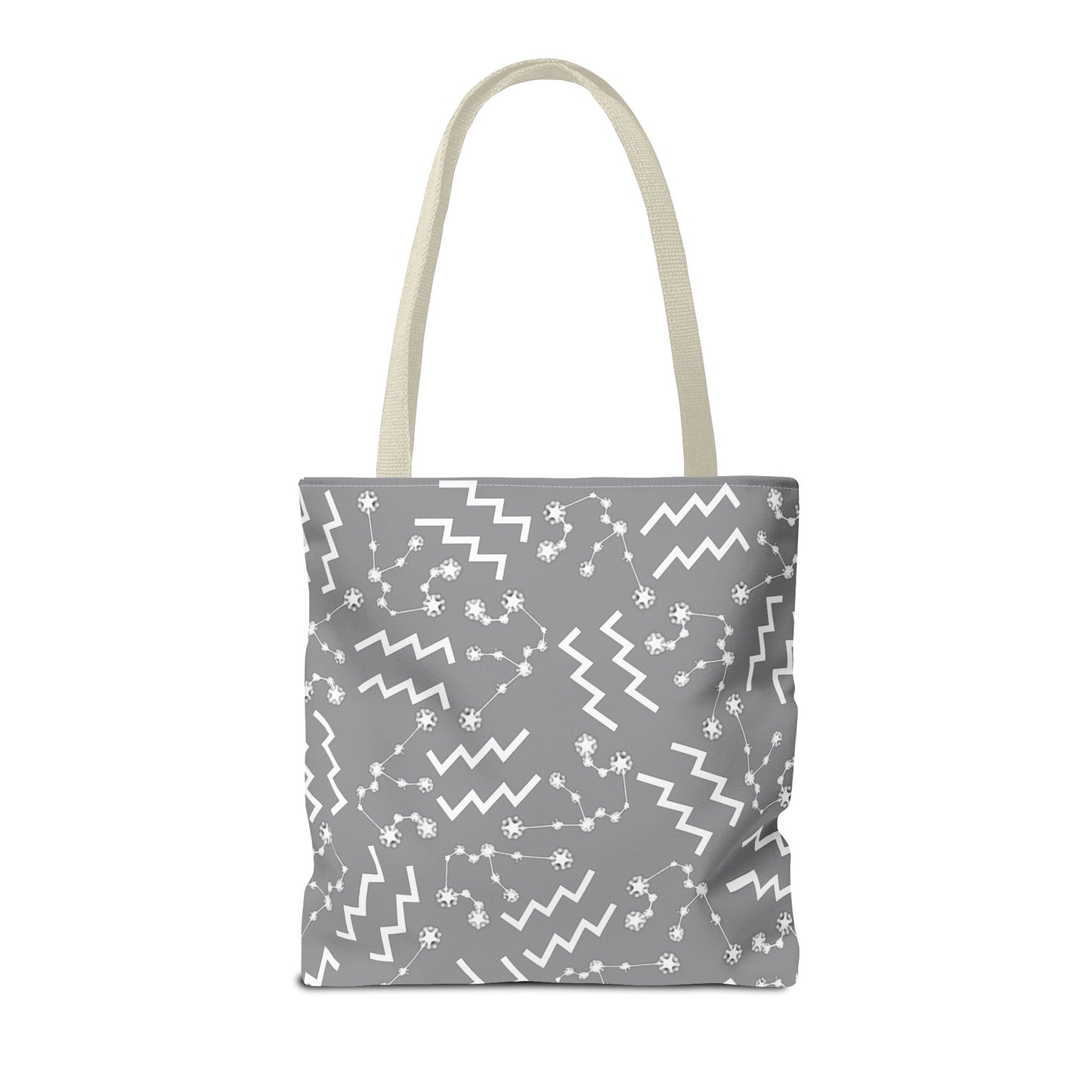 Tote Bag, Aquarius Zodiac Sign, AOP, (Grey, White)
