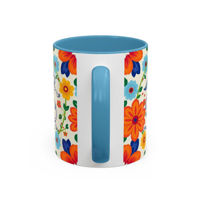 Accent Coffee Mug, Virgo, Zodiac v2. Flower Pattern, (11, 15oz)