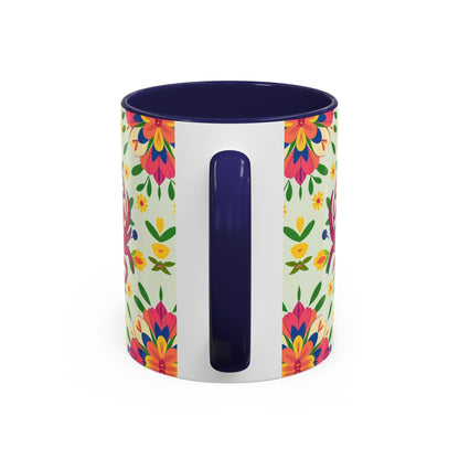 Accent Coffee Mug, Cancer, Zodiac v3, Flower Pattern, (11, 15oz)
