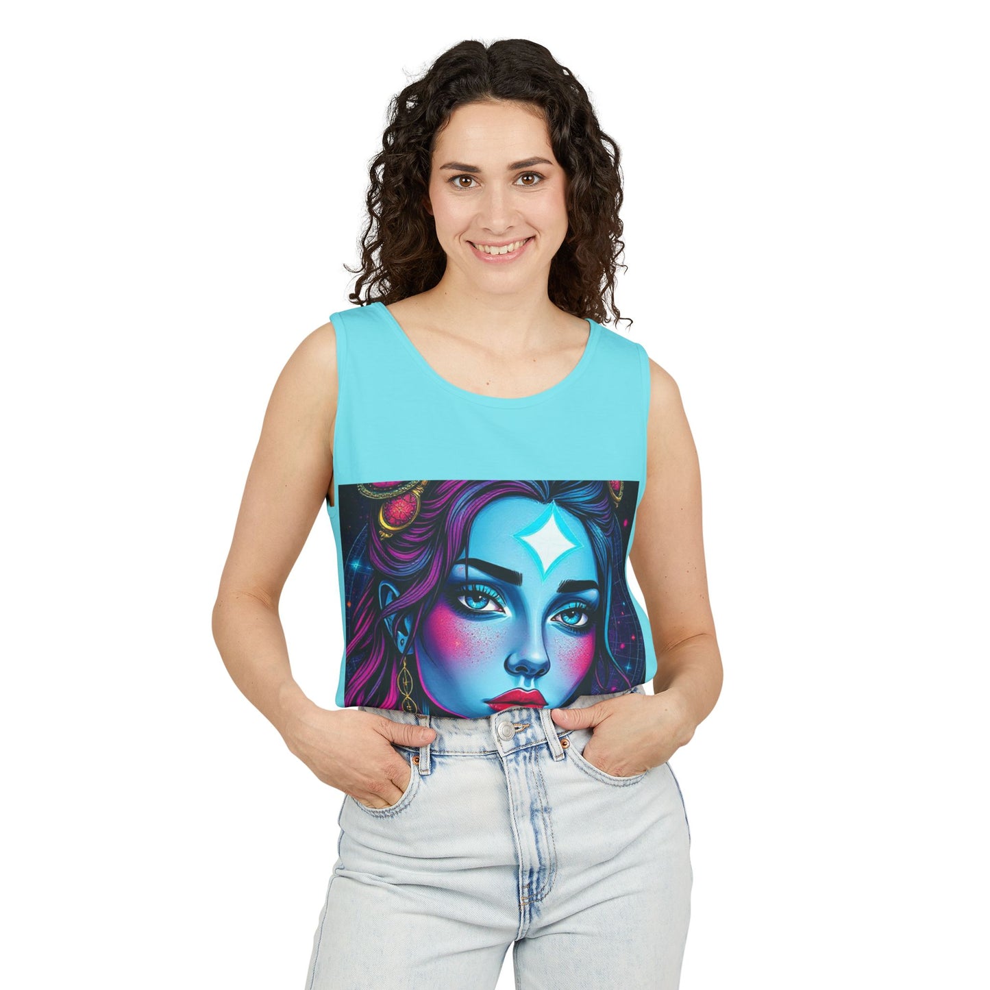 Unisex Garment-Dyed, Tank Top, Gemini, Pop Art, 100% US cotton